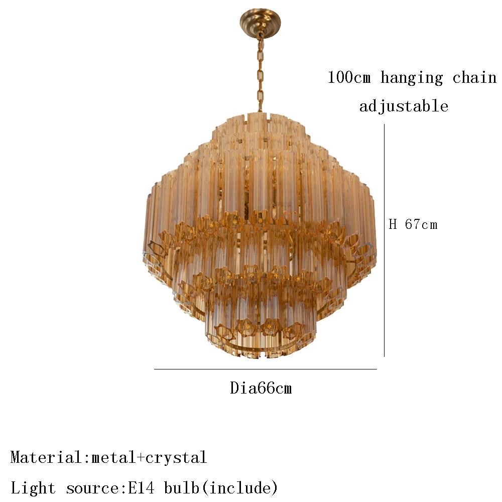Afralia™ Amber Glass Ceiling Chandelier: Elegant Vintage Crystal Nordic Suspension Lamp