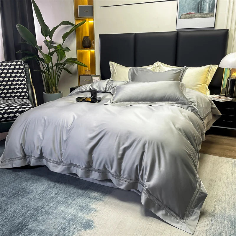 Afralia™ Silky Hollow Edge Embroidery Bedding Set with Soft Lyocell Cotton for Luxury Comfort