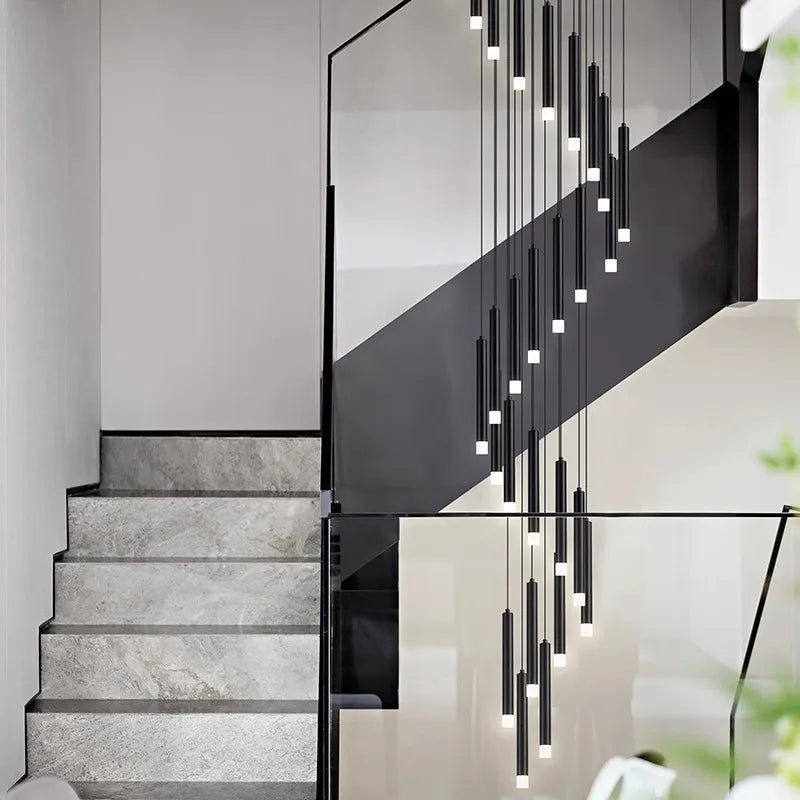 Afralia™ LED Staircase Chandeliers: Modern Pendant Light Lamps for Living Room Decor