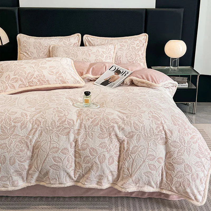 Afralia™ Milk Velvet Jacquard Bedding Set: Autumn Winter Warm Luxury for Bedroom Comfort