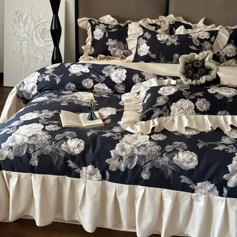 Afralia™ Svetanya 100s Egyptian Cotton King Queen Double Duvet Cover Bedding Set
