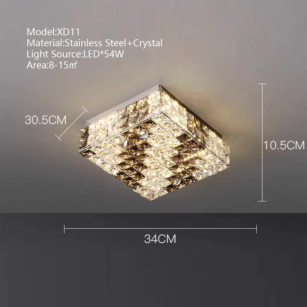 Afralia™ Crystal LED Rectangle Chandelier for Elegant Home Decor
