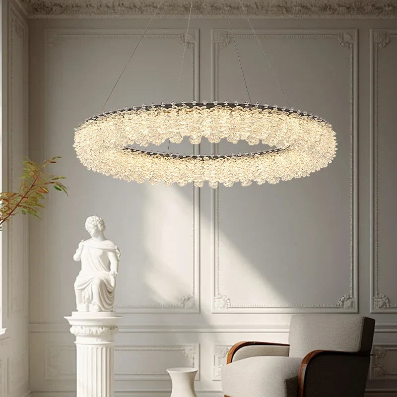 Afralia™ Crystal LED Chandelier Ceiling Light Modern Living Room Decor Pendant Lamp