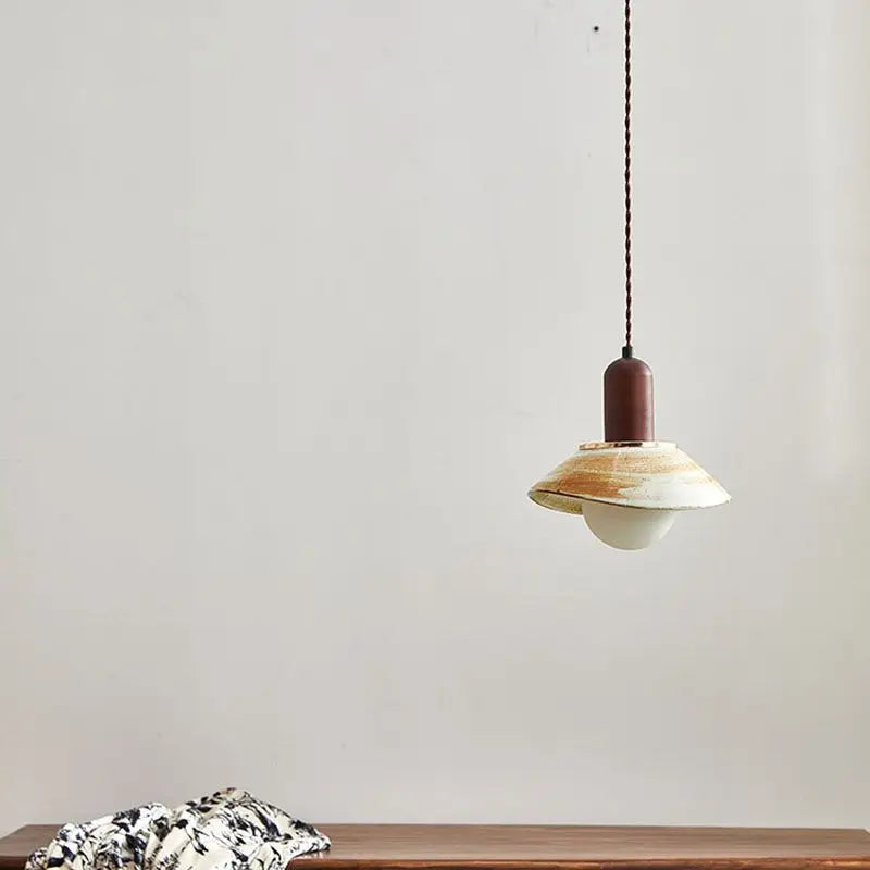 Afralia™ Ceramic Pendant Lamp Wabi-Sabi LED Hanging Light Vintage Bedroom Living Room