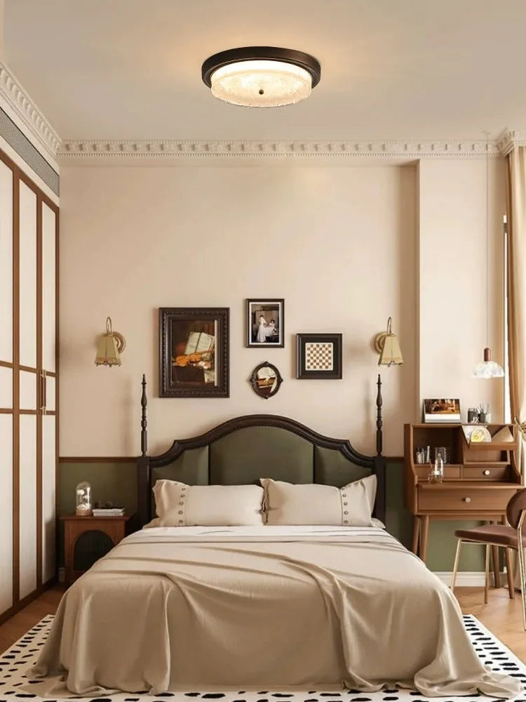 Afralia™ Retro Bronze Glass Ceiling Lamp for Bedroom Living Room Decor