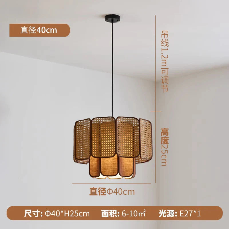 Afralia™ Wabi-Sabi Rattan Pendant Lights Zen Art Decor LED E27 for Home Restaurant