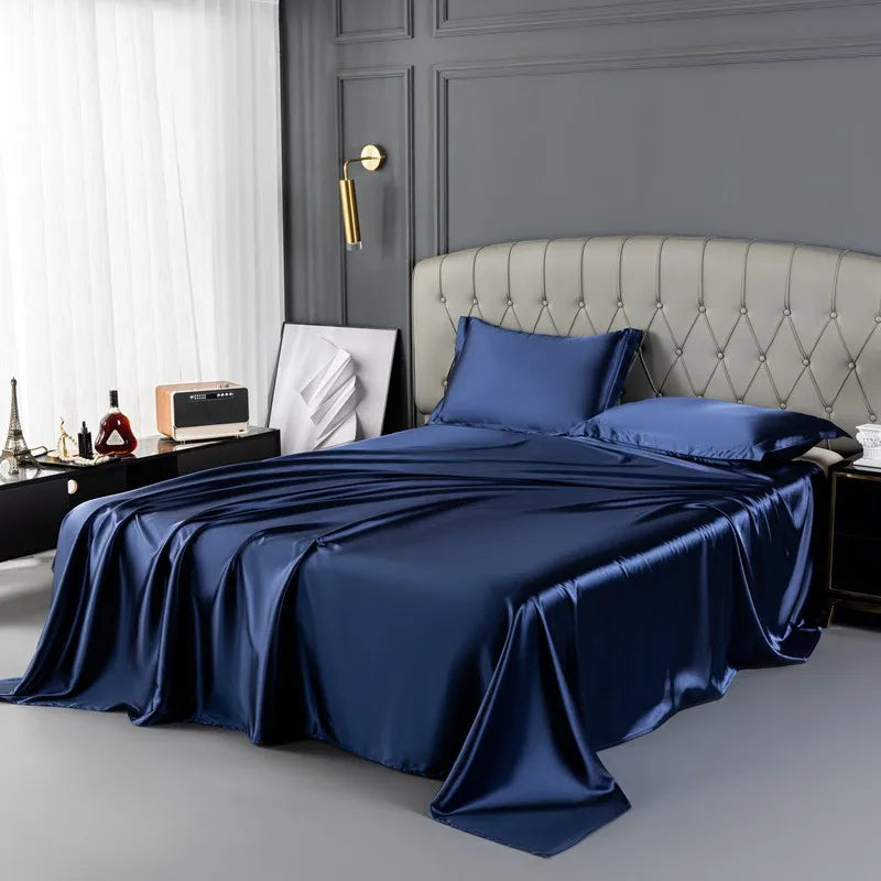 Afralia™ Mulberry Silk King Size Sheet Set - Luxury Soft Bed Cover in Solid Color