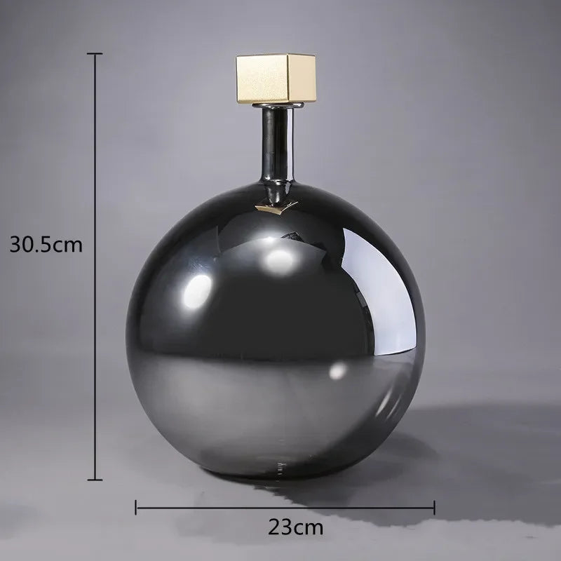 Afralia™ Copper Metallic Glass Vase Sphere Terrarium Hydroponic Container Decoration Accessories