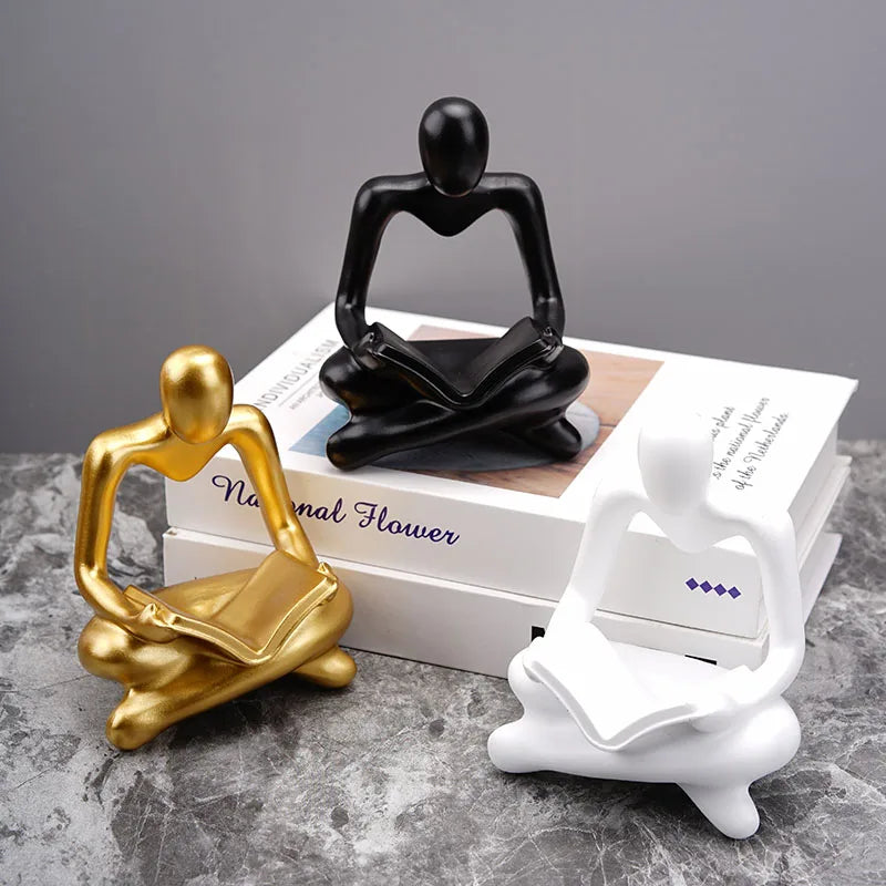 Afralia™ Abstract Thinker Resin Figurine for Home Office Decor