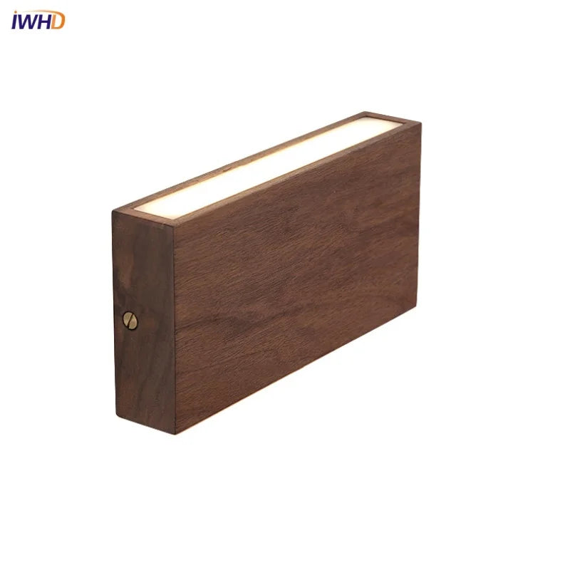 Afralia™ Walnut Wood LED Wall Sconce Indoor Light for Bedroom Living Room Restaurant