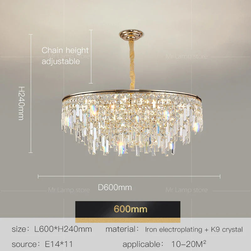 Afralia™ Crystal LED Chandelier for Living Room, Dining & Bedroom - High-end Luxury Lighting