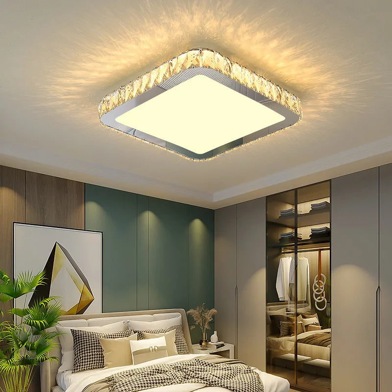 Afralia™ Crystal Round Ceiling Lamp: Nordic Light Luxury LED Home Lighting for Bedroom and Living Room