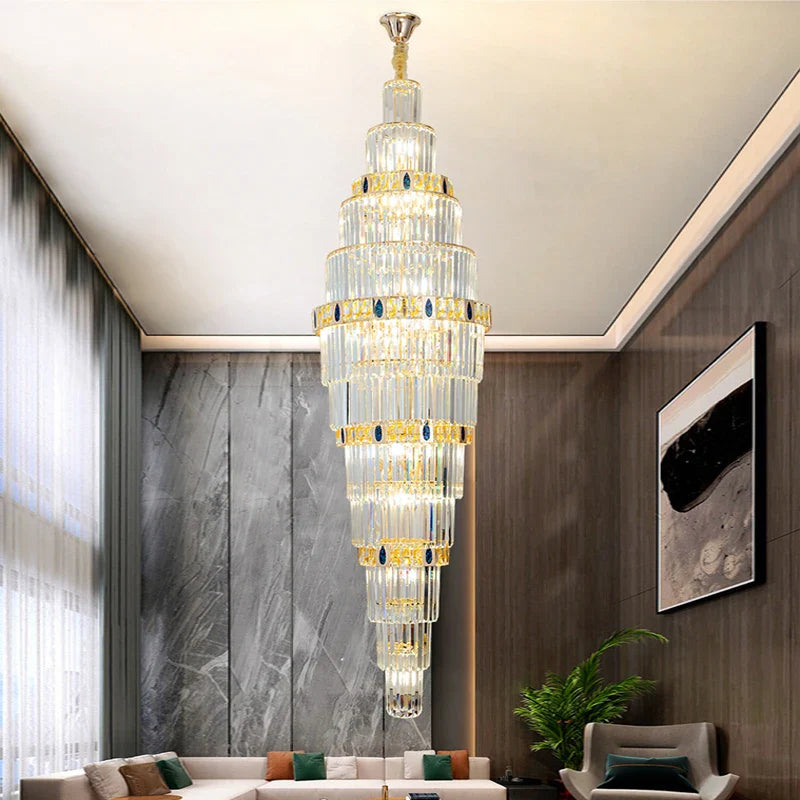 Afralia™ Nordic Modern Luxury Crystal Ceiling Chandelier for Foyer Hotel Stairwell Villa