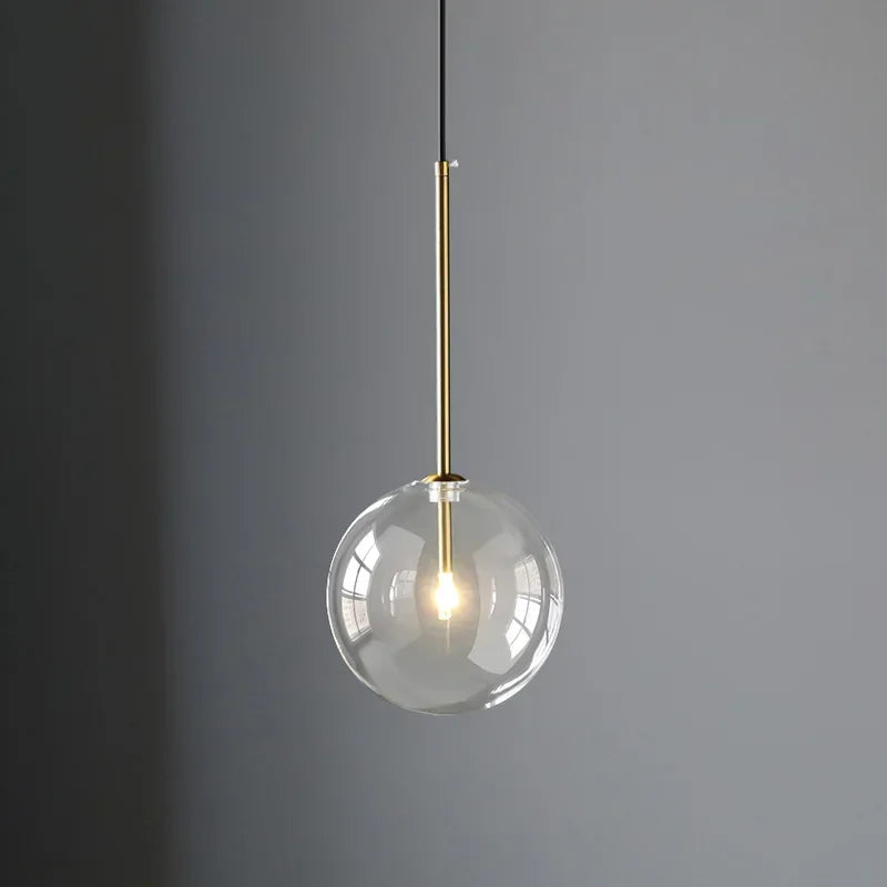 Afralia™ Clear Glass Ball Pendant Chandelier for Dining Room Bedroom Decor Lighting