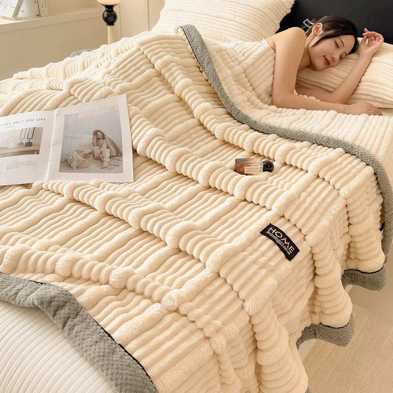 Afralia™ Cozy Faux Rabbit Plush Blanket, Nordic Style, Thick & Warm, Super Soft Nap Shawl