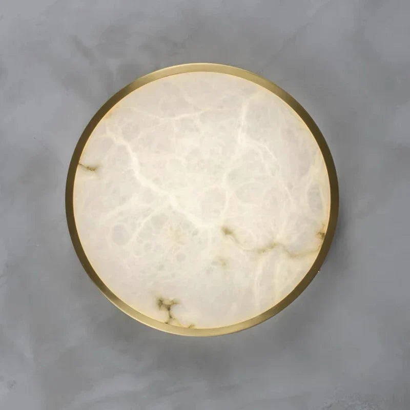 Afralia™ Round Marble Stone Ceiling Lights Elegant Copper Fixture