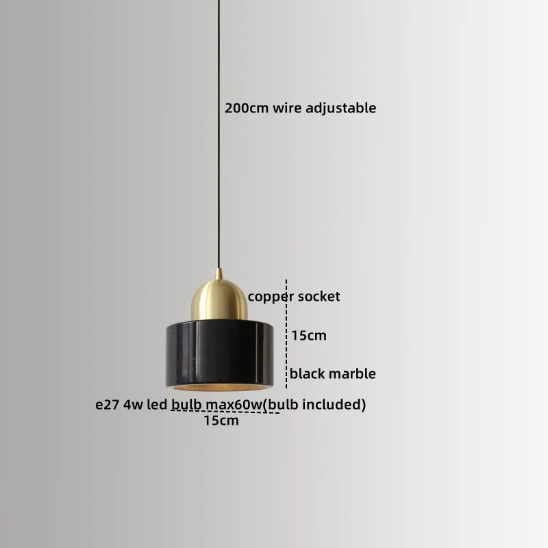 Afralia™ Marble Copper LED Pendant Lamp for Modern Living Room Decor