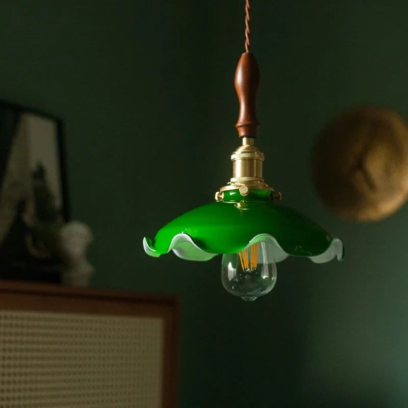 Afralia™ Green Glass LED Pendant Lamp for Living & Dining Room Decor