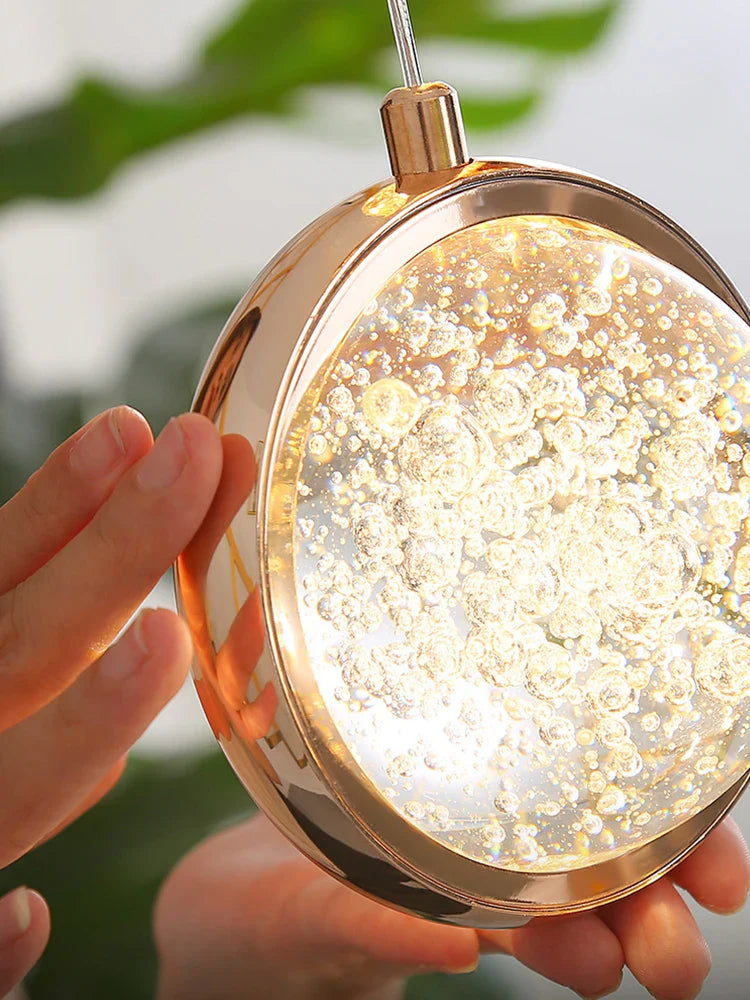 Afralia™ Crystal Ball LED Rotating Stair Chandelier - Nordic Luxury Loft Bubble Design