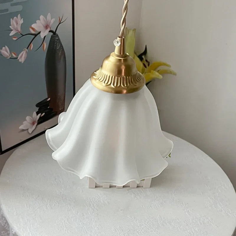 Afralia™ White Glass LED Pendant Light Fixture Modern Nordic Hang Lamp