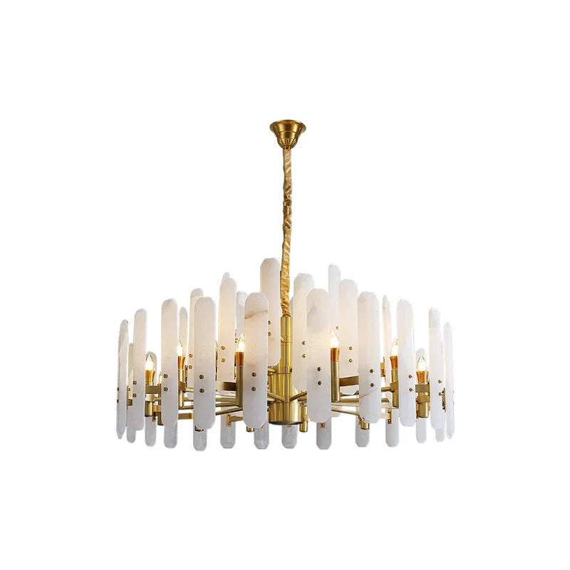 Afralia™ Alabaster Gold Chrome Chandelier Suspension Luminaire for Living Room