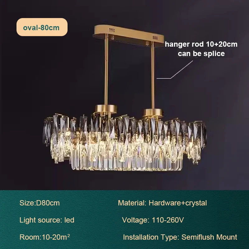 Afralia™ Gold Crystal Chandelier Modern LED Pendant Lamps