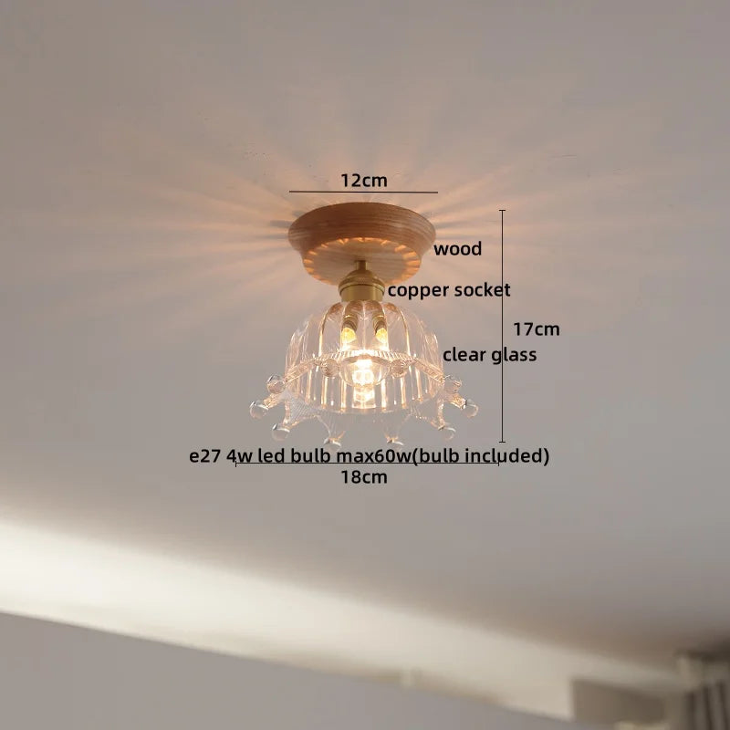 Afralia™ Copper Wood LED Ceiling Lamp Ceramic Modern Ceiling Lights for Home Decor