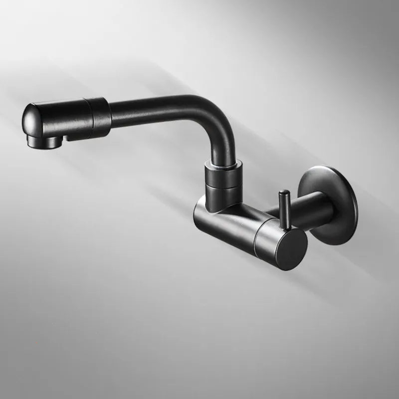 Afralia™ Black Wall-Mounted Kitchen Faucet Single Cold Single Hole Rotation Tap