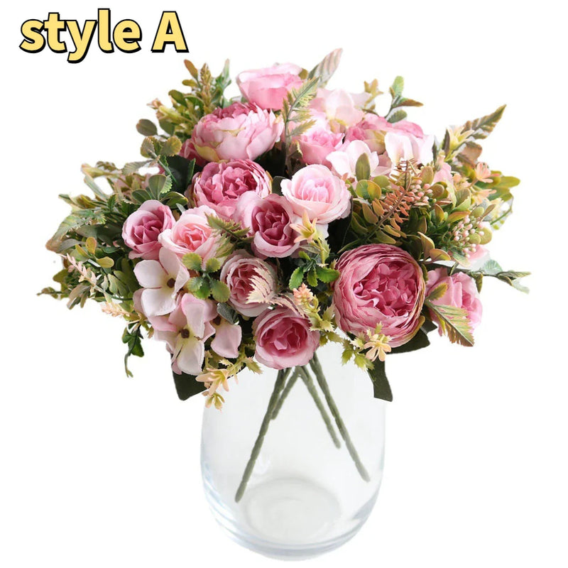 Afralia™ Peony Tea Rose Autumn Silk Flowers for Home Wedding Decoration