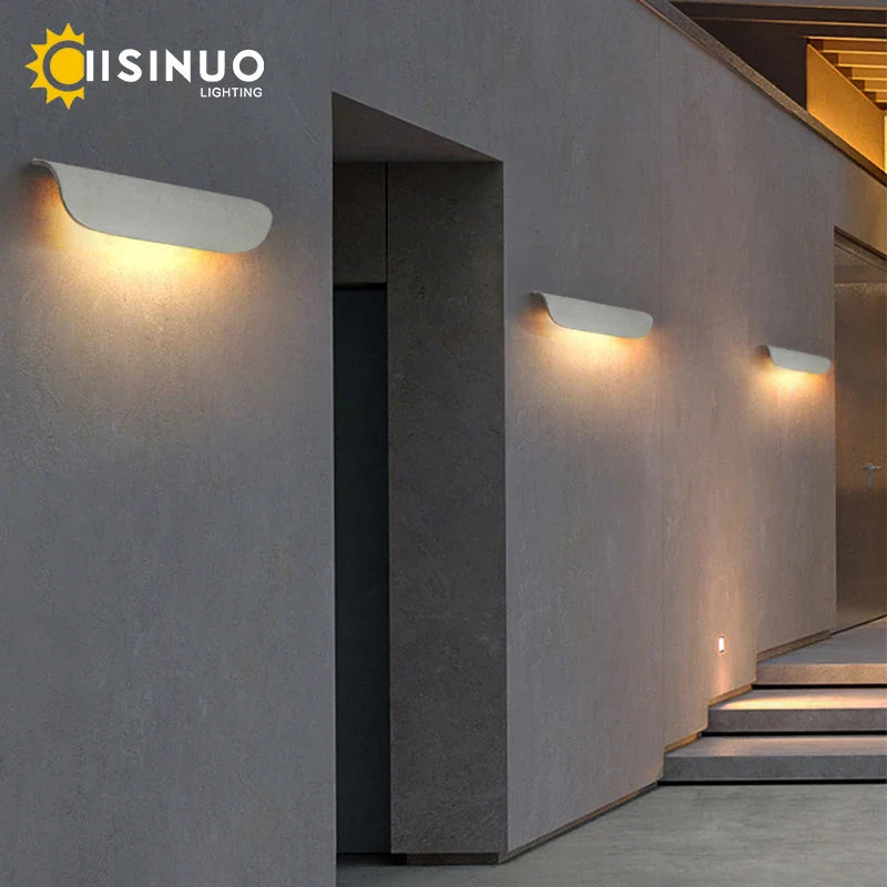 Afralia™ Outdoor LED Wall Sconce in White Aluminum for Porch Entryway