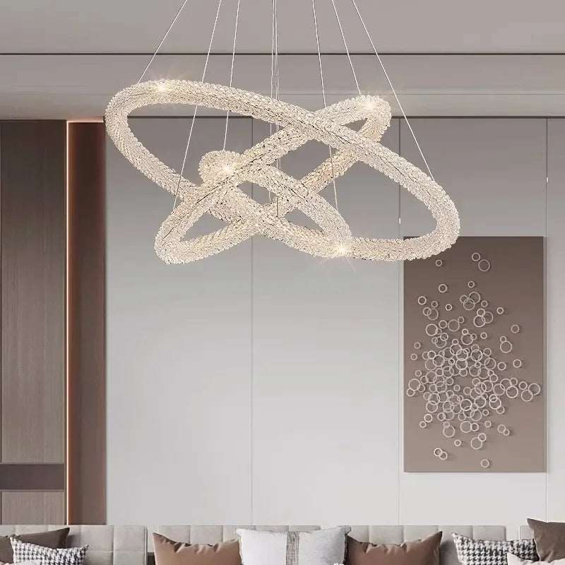 Afralia™ Luxury Crystal Pendant Chandelier LED Light Fixture for Modern Home Decor