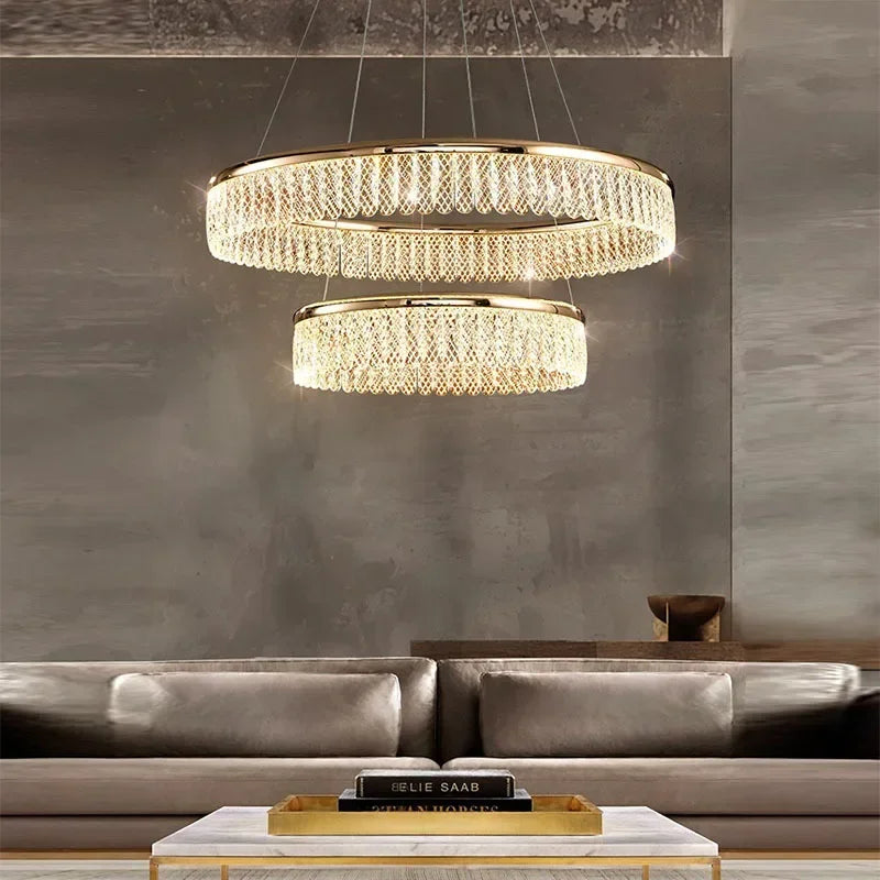 Afralia™ Modern Crystal LED Pendant Chandelier for Living Room Lighting