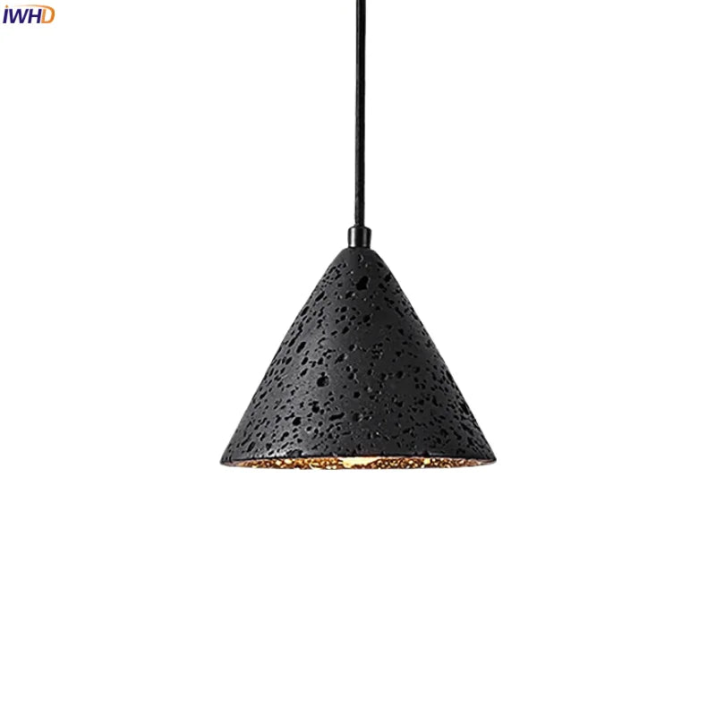 Afralia™ Black Travertine LED Pendant Light - American Vintage Interior Lighting for Living Room