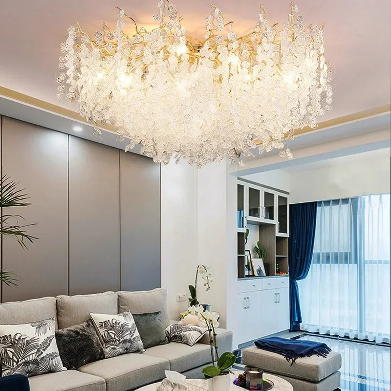 Afralia™ Money Tree Crystal Ceiling Chandelier