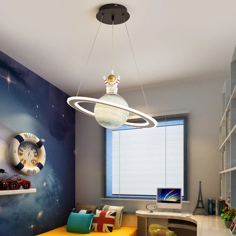 Afralia™ Astronaut Ball LED Light: Modern Boys Room Decor, Acrylic Planet Earth Pendant