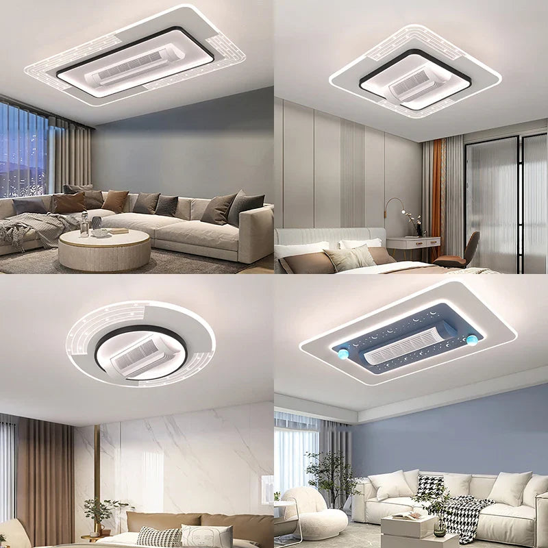 Afralia™ LED Bladeless Ceiling Fan Dimmable Remote Modern Indoor Lightingusc