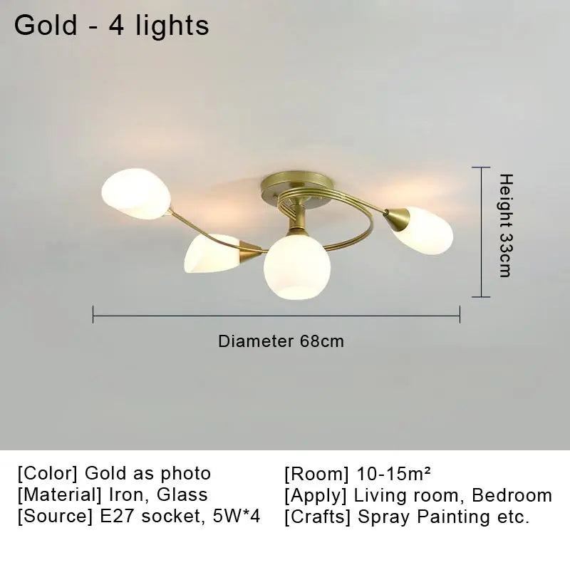 Afralia™ Glass Nordic Ceiling Chandelier for Home Decor Lighting