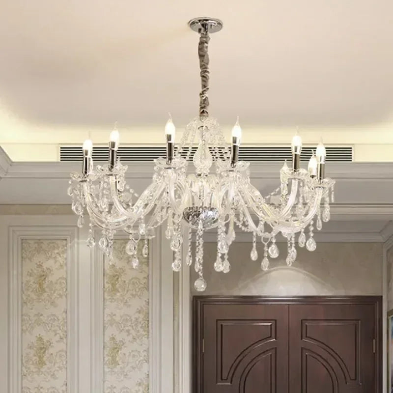 Afralia™ Crystal Candelabra Pendant Chandelier, Elegant Lighting Fixture for Bedroom, Dining & Living Room