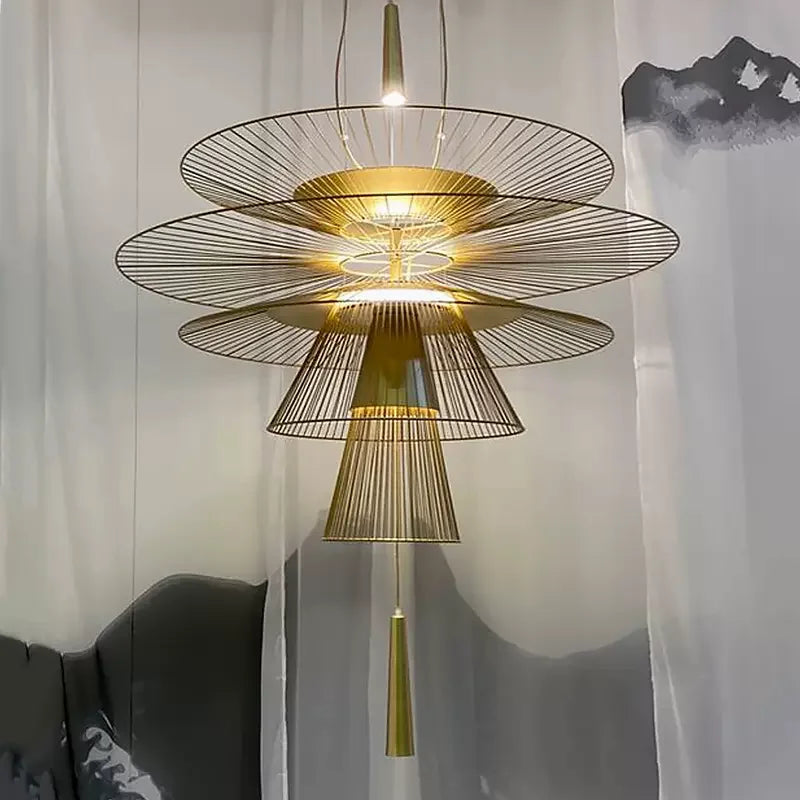 Afralia™ Modern UFO Hanging Lamps Metal LED Chandelier for Ceiling, Luxury Pendant Lights Home Decor