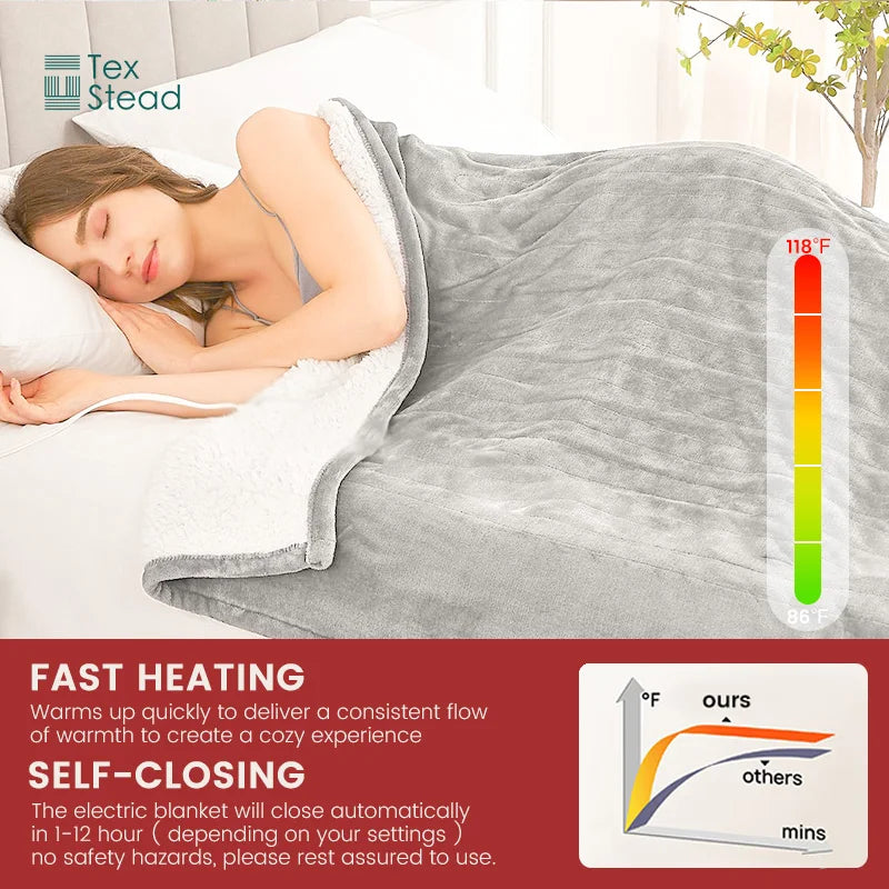 Afralia™ Electric Heated Blanket, Soft Plush Reversible Throw for Sofa and Bed