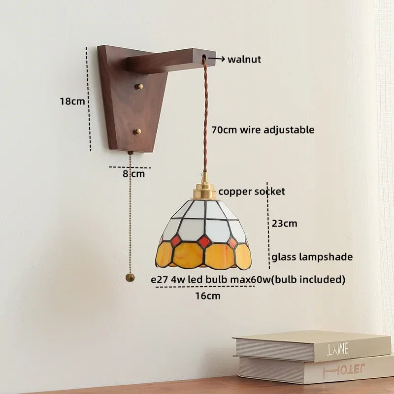 Afralia™ Modern Walnut Copper LED Wall Light for Bedroom Living Room Restaurant