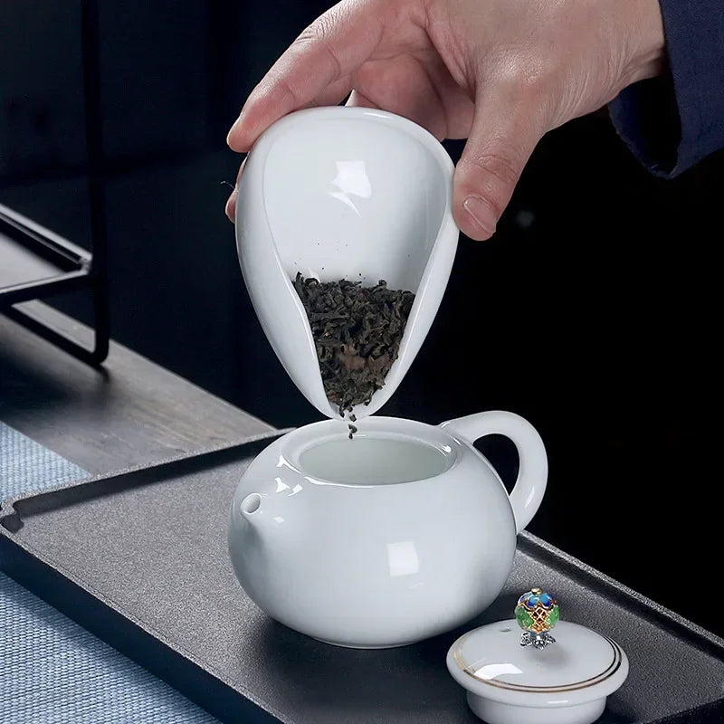 Afralia™ Ceramic White Dose Trays & Tea Spoon Set