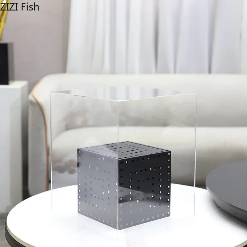 Afralia™ Minimalist Black Hollow Cube Desk Decoration Geometry Artwork Aesthetic Decor