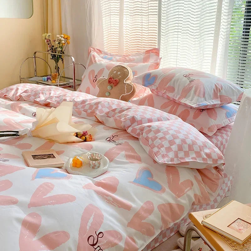 Afralia™ Small Floral Cotton Bedding Set for Soft Skin-Friendly Duvet Cover Sets
