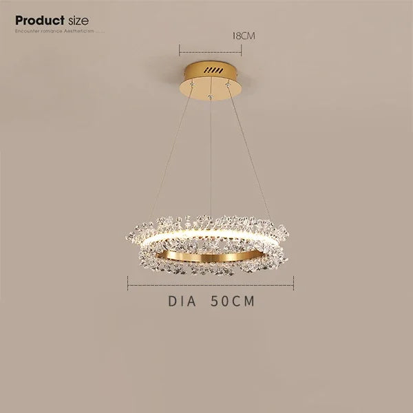 Afralia™ Gold Crystal Ring Chandelier for Living Room and Restaurant Décor