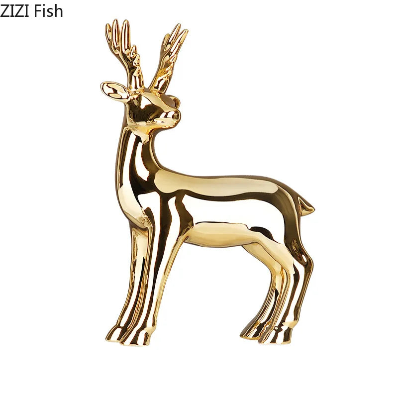 Afralia™ Minimalist Deer Sculpture Porcelain Ornament Home Decor