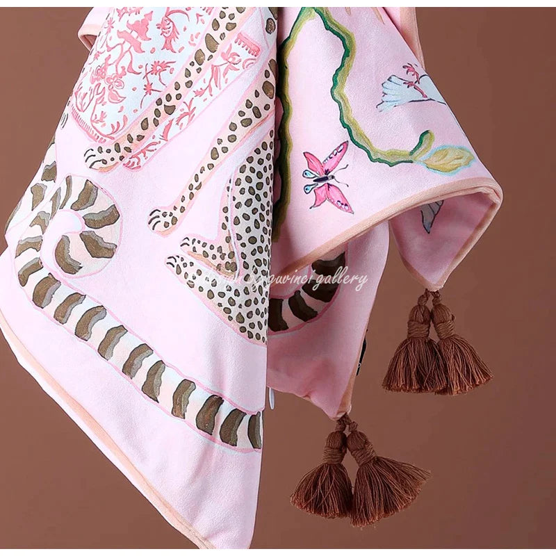 Afralia™ Luxe Cheetah Halo Pillowcase: Decorative Tassel Cushion Cover GG Style