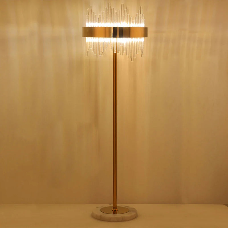 Afralia™ Crystal Gold Floor Lamp for Bedroom & Living Room - Modern Luxury LED Light