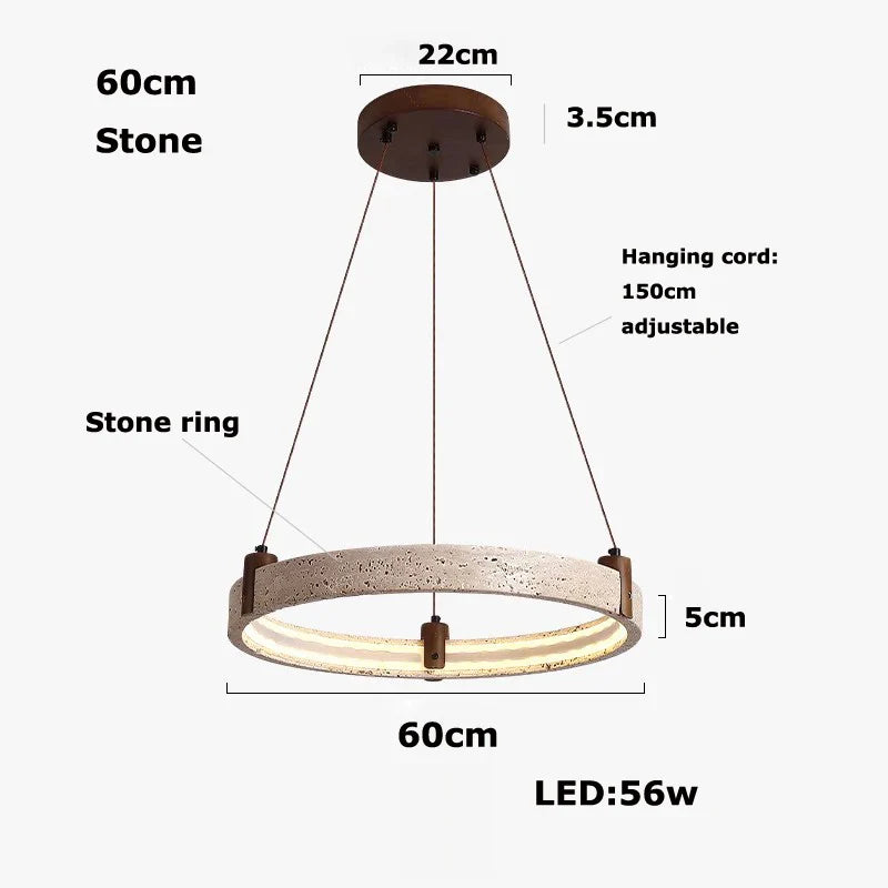 Afralia™ Natural Stone Wood Ring LED Chandelier for Dining & Living Room