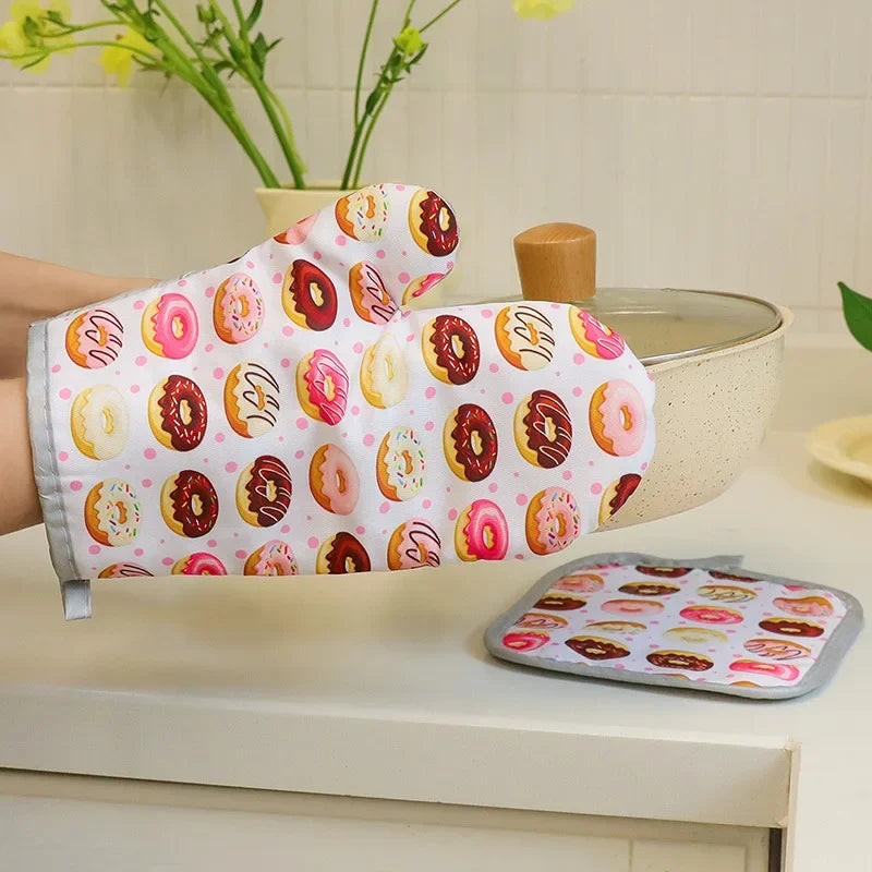 Afralia™ Cotton Kitchen Baking Microwave Gloves for Heat Resistant Baking Oven Safety